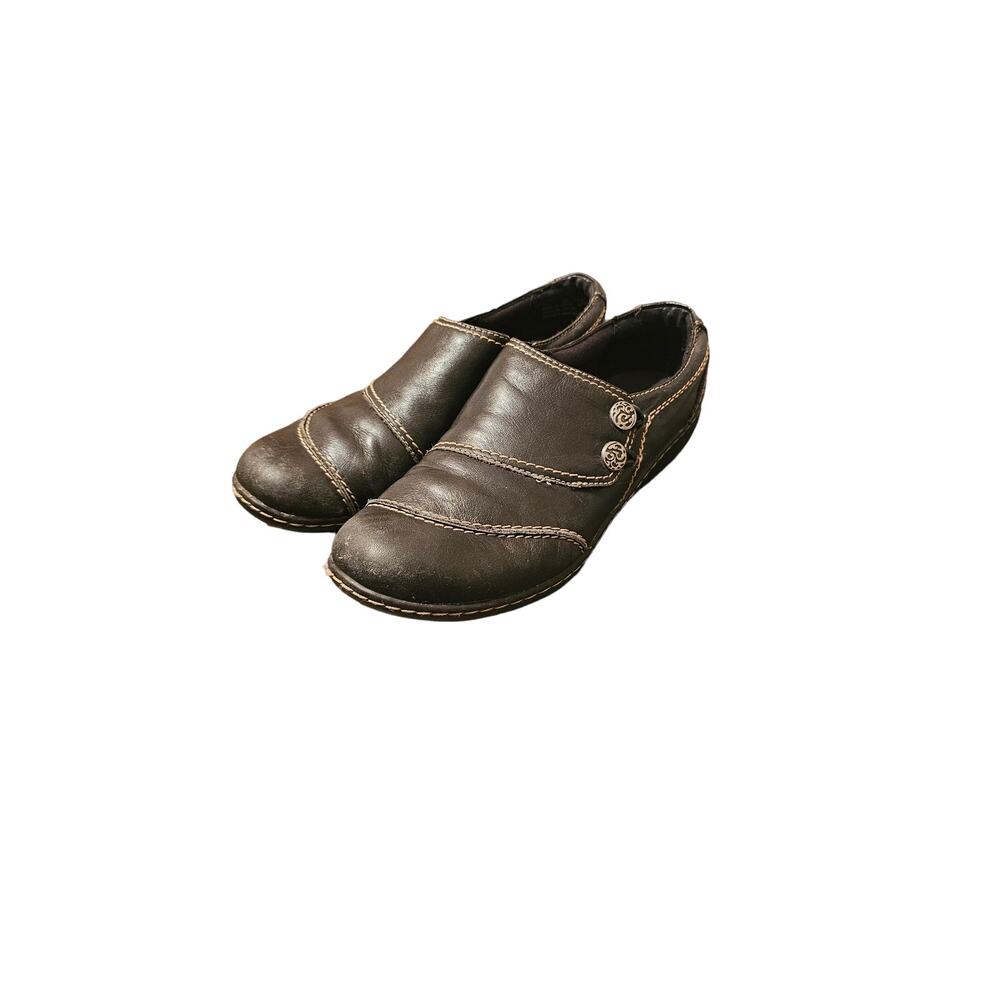 CLARKS Bendables Women’s Ashland Alpine 62638 Black Leather Casual Slip On 9M